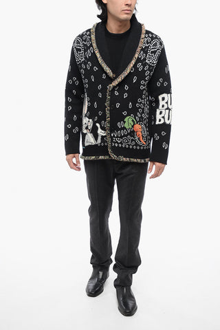 LOONEY TUNES Wool Cardigan BUNNY With Bandana Embroidery