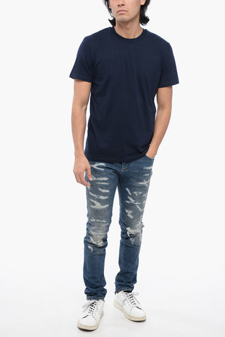 T-shirt Girocollo In Cotone a Tinta Unita