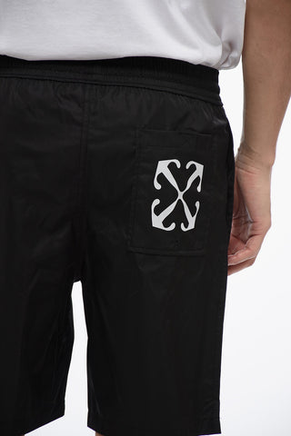 Solid Color Swim Shorts with Contrast Details
