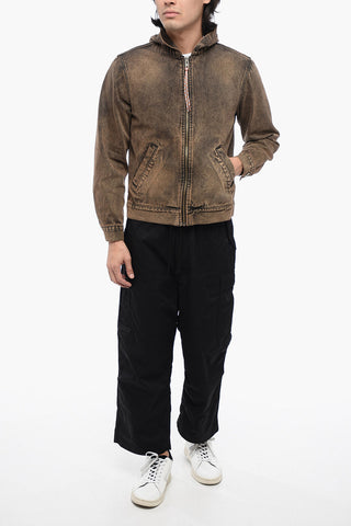 Stone Washed Denim Hooded Jacket with front Zip