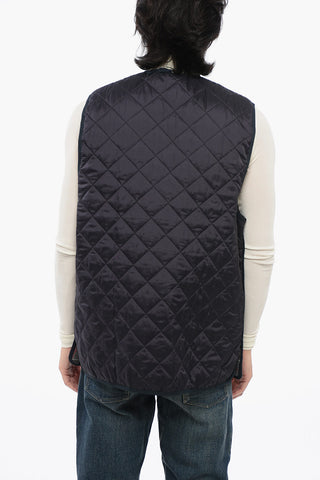 Reversible Quilted Vest with Tartan Motif
