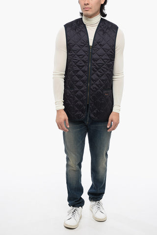 Reversible Quilted Vest with Tartan Motif