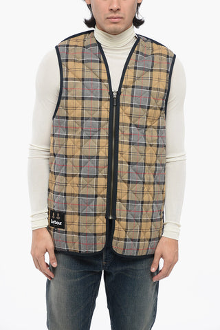 Reversible Quilted Vest with Tartan Motif
