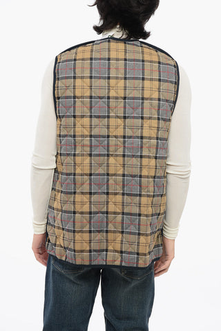 Reversible Quilted Vest with Tartan Motif