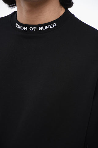 Brushed Cotton Crewneck Sweatshirt with Embroidered Flames