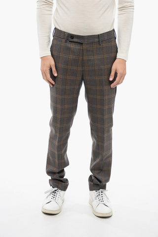 Virgin Wool Chinos Pants with District Check Motif