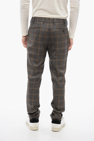 Virgin Wool Chinos Pants with District Check Motif