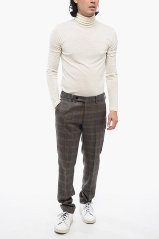 Virgin Wool Chinos Pants with District Check Motif