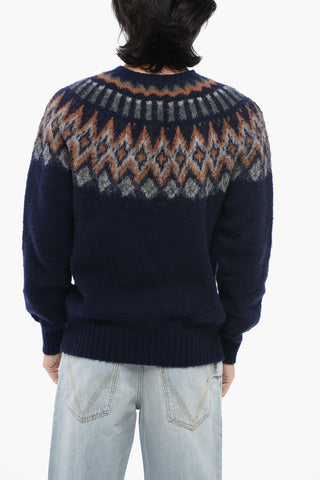 Patterned Wool Crewneck Sweater