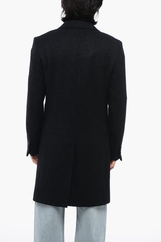 Cappotto In Lana Bouclè Monopetto Con Tasca Ad Aletta