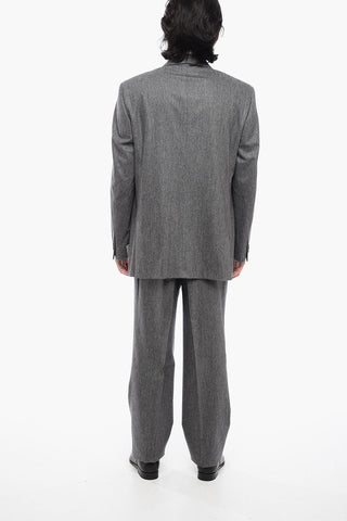 CC COLLECTION 3버튼 버진 울과 캐시미어 정장 원턱 팬츠