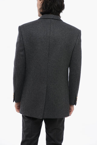 Cashmere-Blend Double-Breasted Jacket with Jewel Buttons