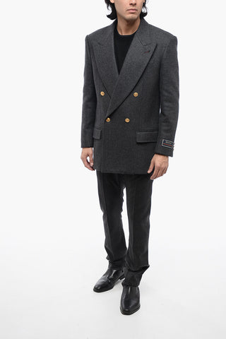Cashmere-Blend Double-Breasted Jacket with Jewel Buttons