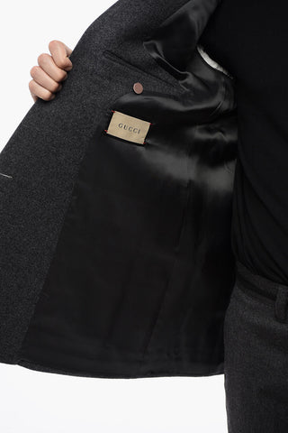 Cashmere-Blend Double-Breasted Jacket with Jewel Buttons