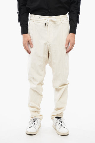 Pantaloni Chino in Velour a Coste con Coulisse