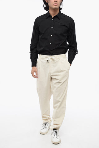 Pantaloni Chino in Velour a Coste con Coulisse