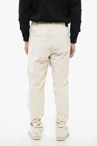 Pantaloni Chino in Velour a Coste con Coulisse