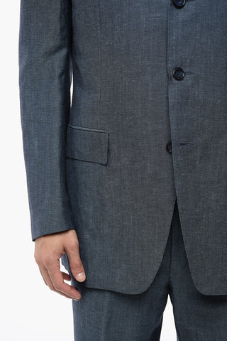 Side Vents Notch Lapel No Hem 3-Button Suit