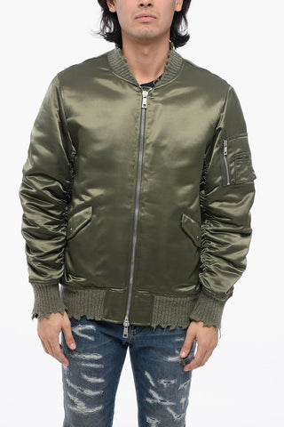 Bomber Imbottito in Satin con Dettagli Lived-in