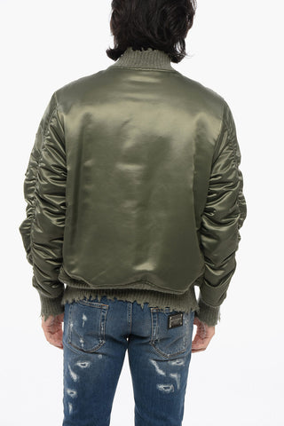 Bomber Imbottito in Satin con Dettagli Lived-in
