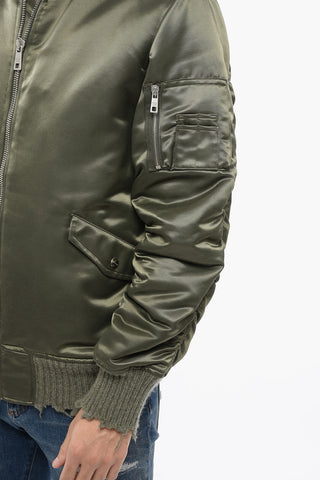 Bomber Imbottito in Satin con Dettagli Lived-in