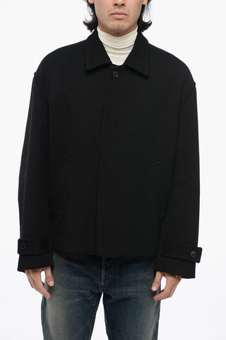 Gabardine Wool Coat with Hidden Fastening