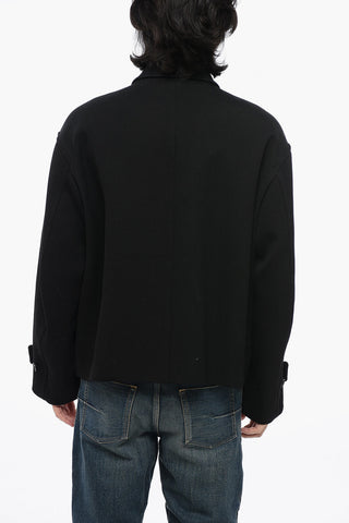 Gabardine Wool Coat with Hidden Fastening