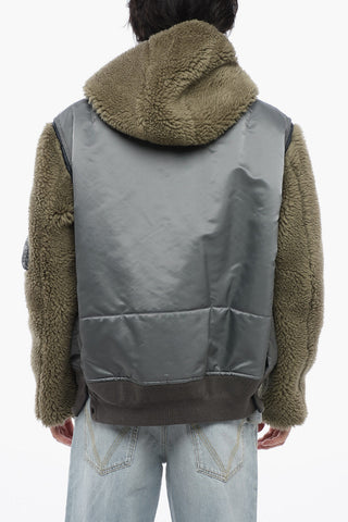 Bomber Jacket With Teddy Hood And Sleeves