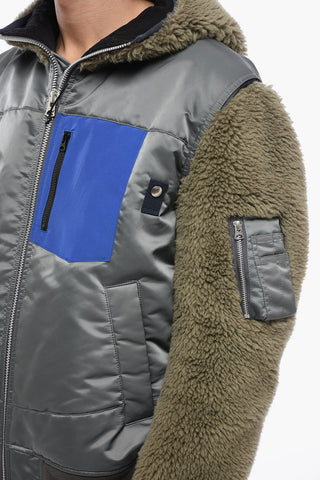 Bomber Jacket With Teddy Hood And Sleeves