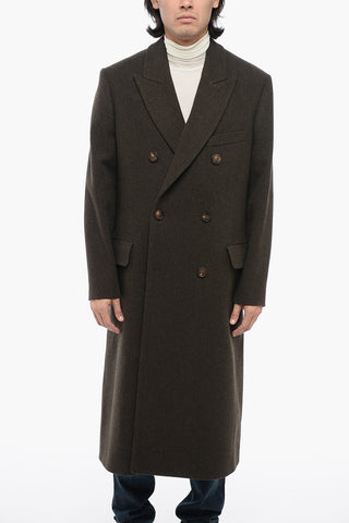 Double-breasted Herringbone Virgin Wool Coat