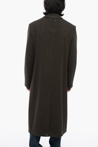 Double-breasted Herringbone Virgin Wool Coat