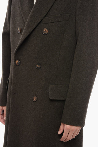 Double-breasted Herringbone Virgin Wool Coat