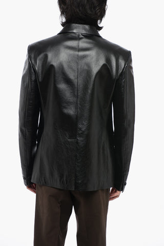 Einreihiger Blazer aus gehämmertem Leder