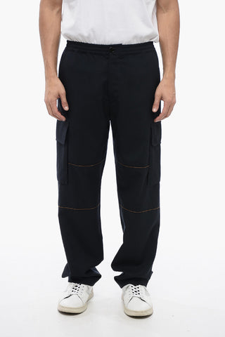 Wool Cargo Pants With Contrasting Seams