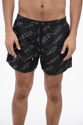 Nylon Boxer RAIN BOLTS Swim Trunks