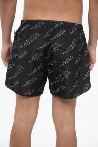 Nylon Boxer RAIN BOLTS Swim Trunks
