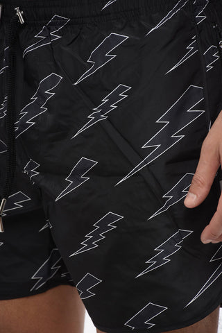 Nylon Boxer RAIN BOLTS Swim Trunks