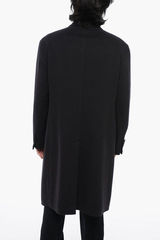 Double-breasted Pure Cashmere Coat with Peak Lapel