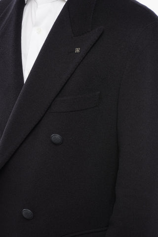 Double-breasted Pure Cashmere Coat with Peak Lapel