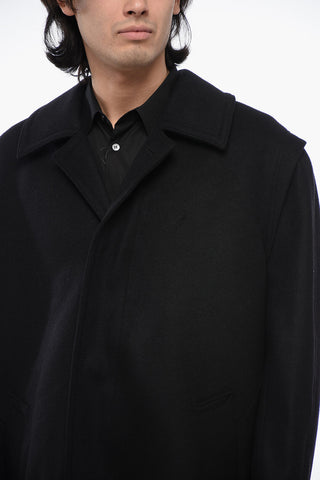 Cappotto Straight Fit in Lana con Abbottonatura Nascosta