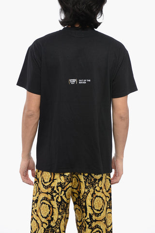 Solid Color Crew-neck T-shirt with Print