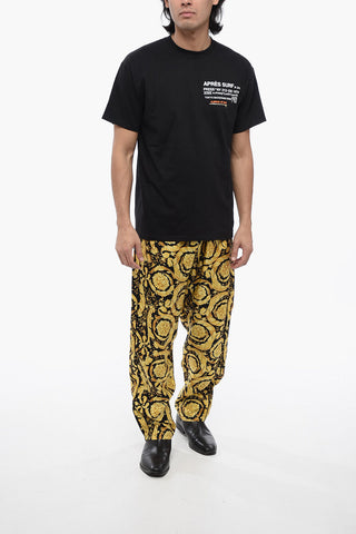 Solid Color Crew-neck T-shirt with Print