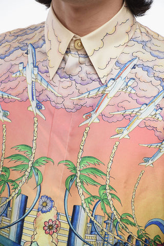 Printed Silk Long Sleeved Shirt
