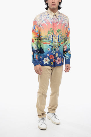 Printed Silk Long Sleeved Shirt