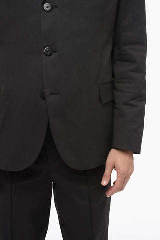 3-Button Cotton-Blend Suit with Flap Pockets