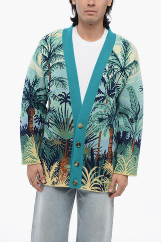 Wool Cardigan SNACTUARY With Palm Embroidery