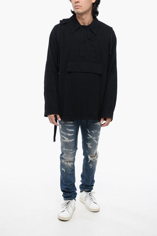 Anorak‑Pullover aus Wolle mit Gürtel und Polokragen