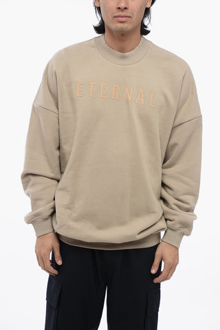 Solid Color ETERNAL Crew-neck Sweathirt with Embossed Detail