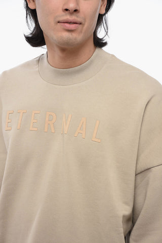 Solid Color ETERNAL Crew-neck Sweathirt with Embossed Detail