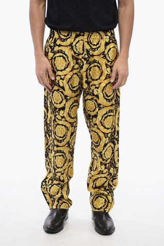 Pantaloni in Seta con Stampa Barocco